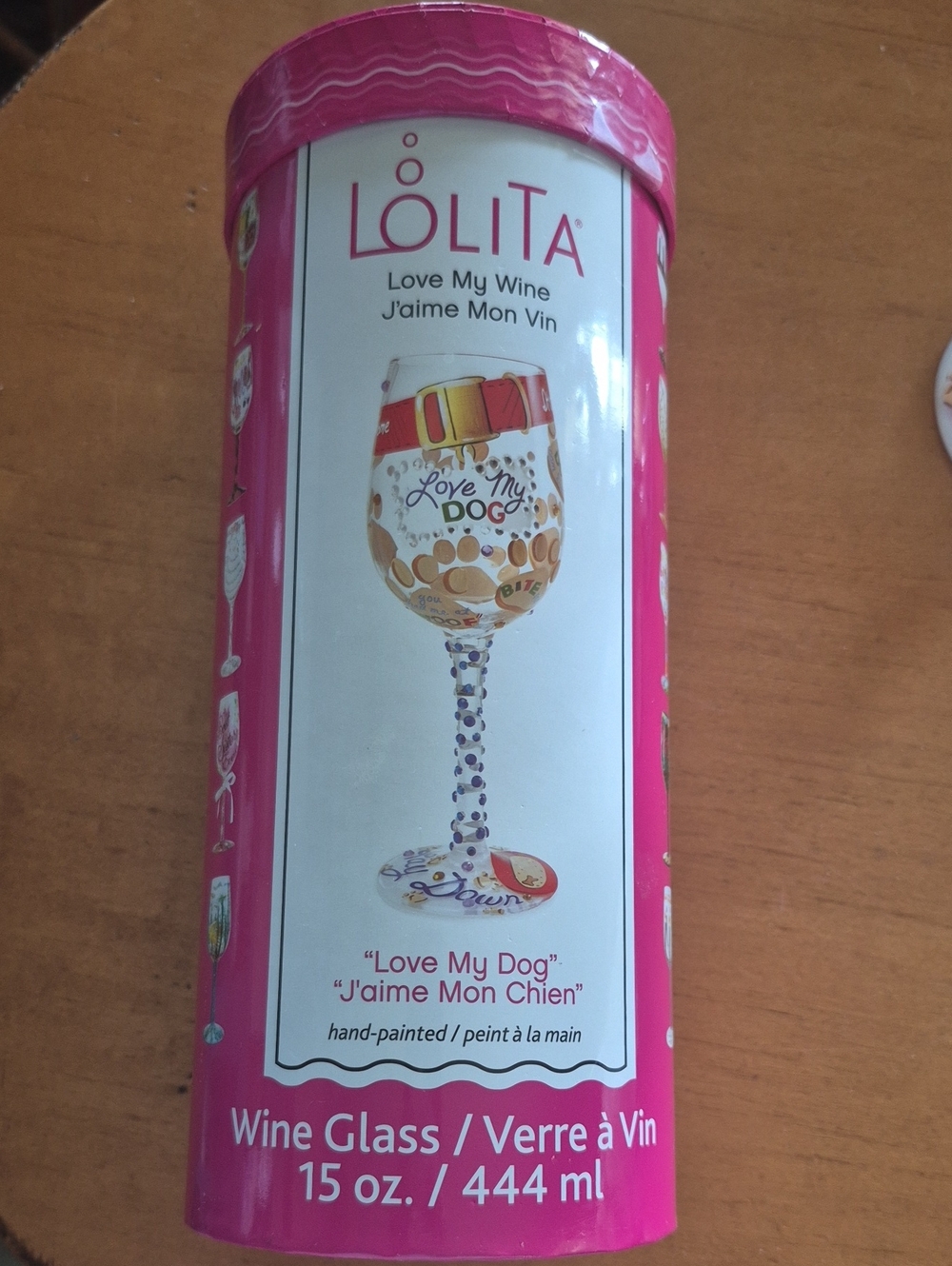 Lolita Love My Dog Bedazzled & Painted Wine Glass In Original Box